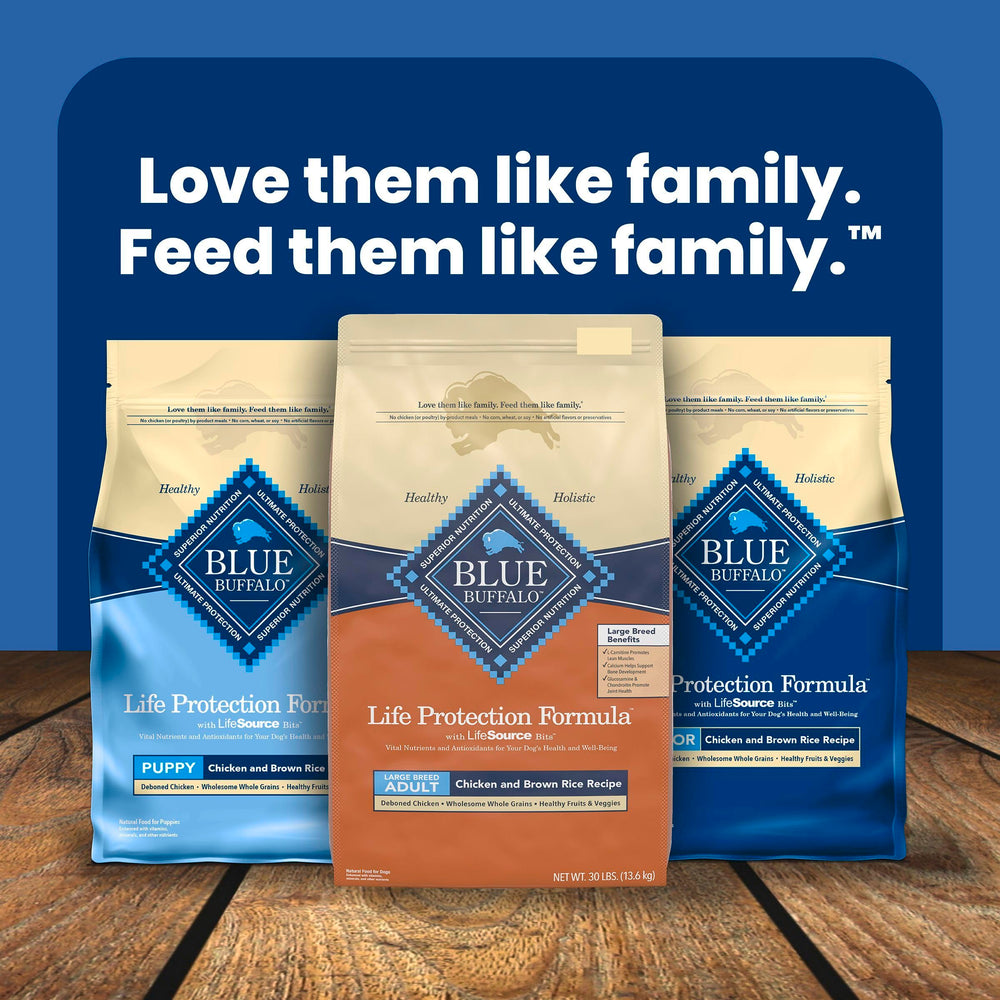 Blue Buffalo Life Protection 40-pound bag in pantry setting.