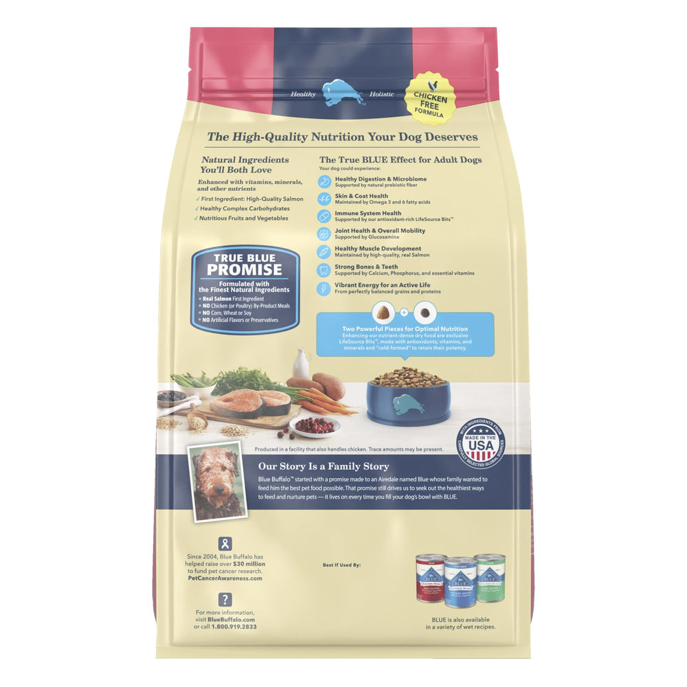Blue Buffalo Life Protection Chicken-Free formula supports poultry-free diets.