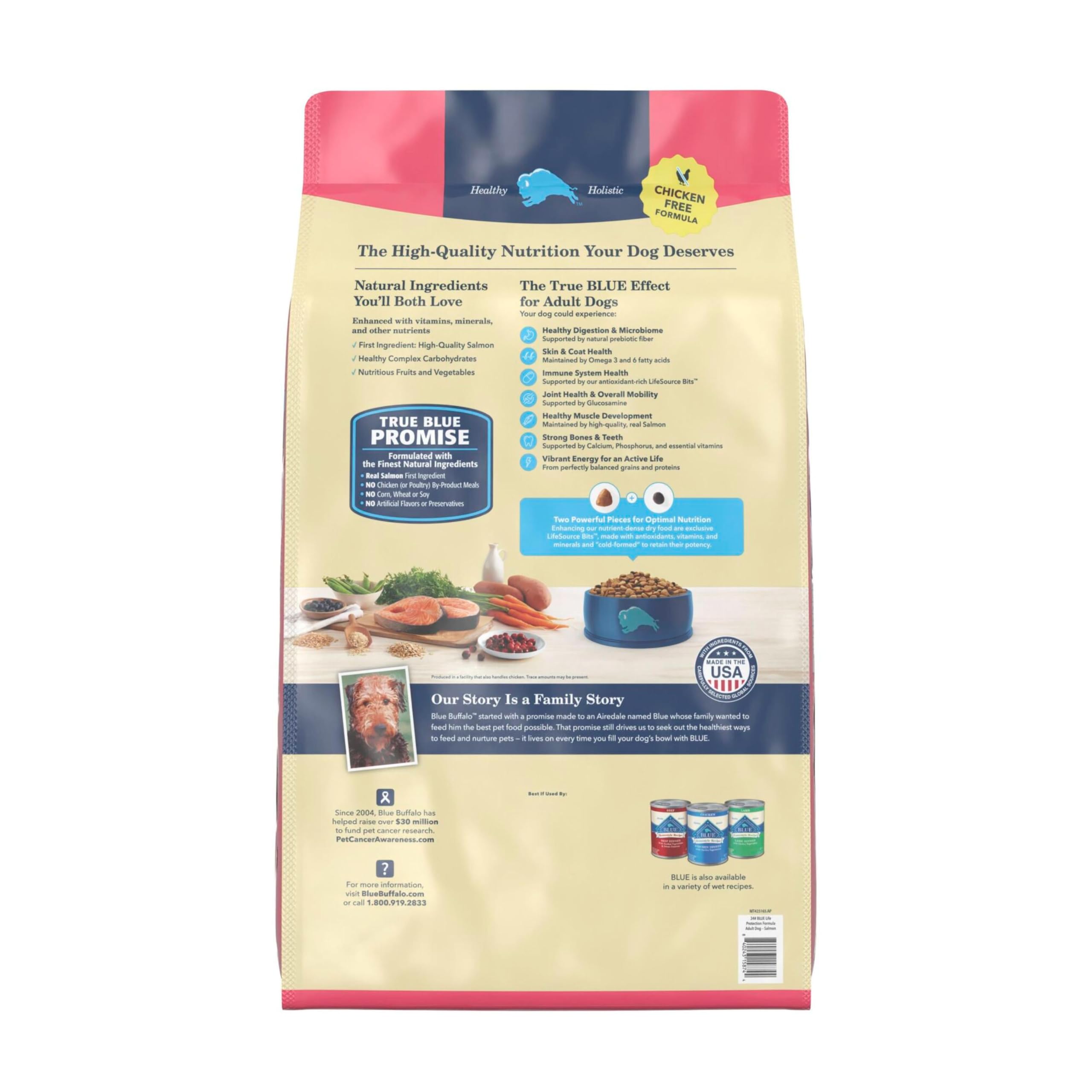 Blue Buffalo Life Protection is chicken-free, ideal for poultry-sensitive dogs.