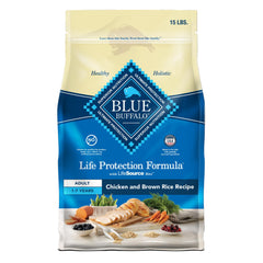 Blue Buffalo Life Protection Formula 15-lb bag front showing premium packaging