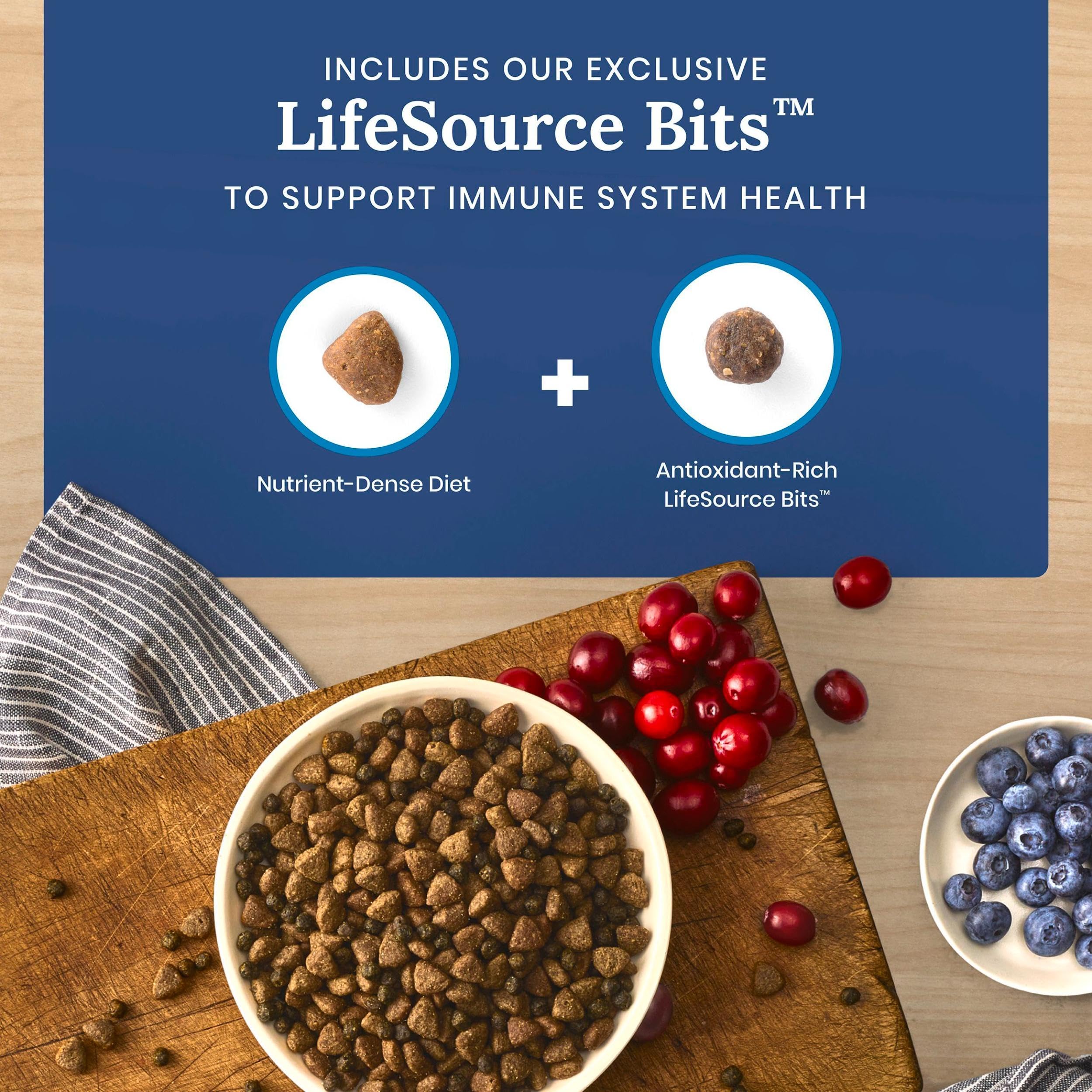 Real fruits and vegetables included in Blue Buffalo Life Protection for balanced nutrition