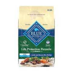 Blue Buffalo Life Protection Lamb First ingredient emphasizes real lamb to support steady energy for senior dogs.