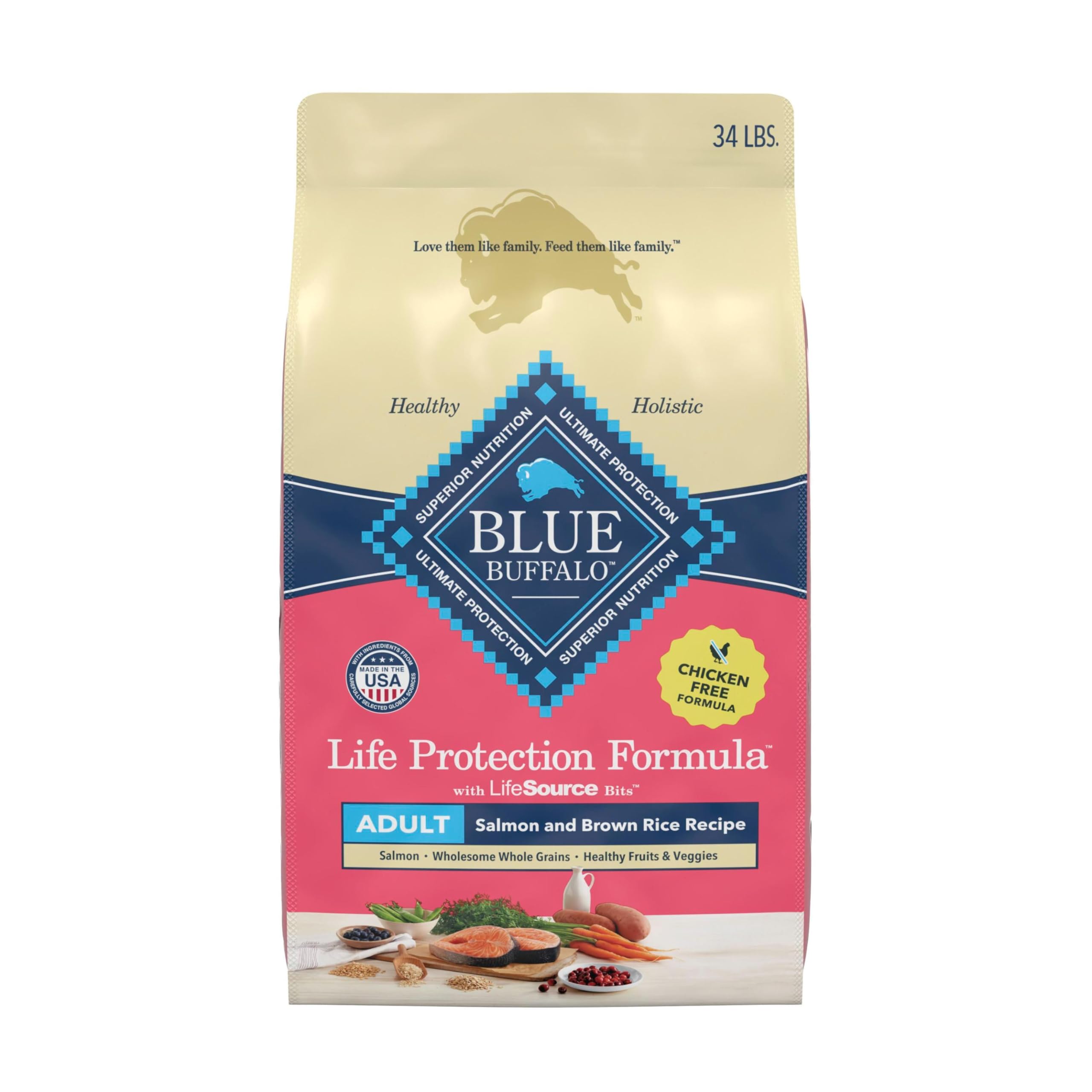Blue Buffalo Life Protection with real salmon first supports lean muscle.