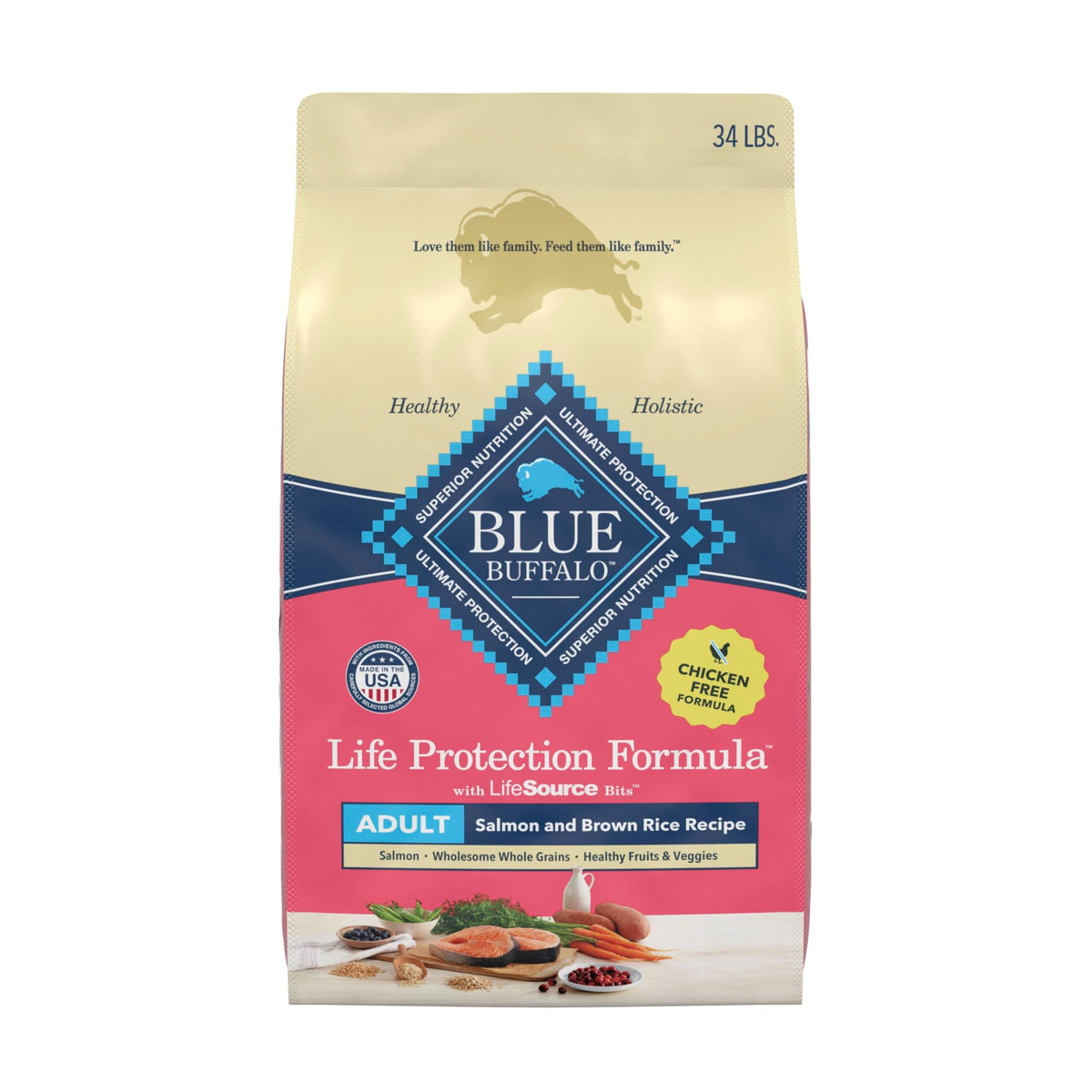 Blue Buffalo Life Protection with real salmon first supports lean muscle.
