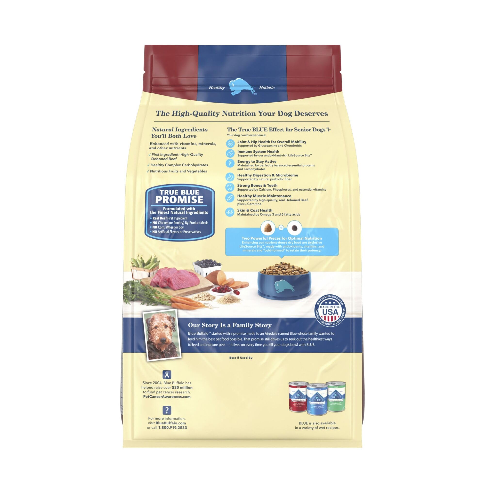 Blue Buffalo Life Protection Senior 7+ features deboned beef as the first ingredient