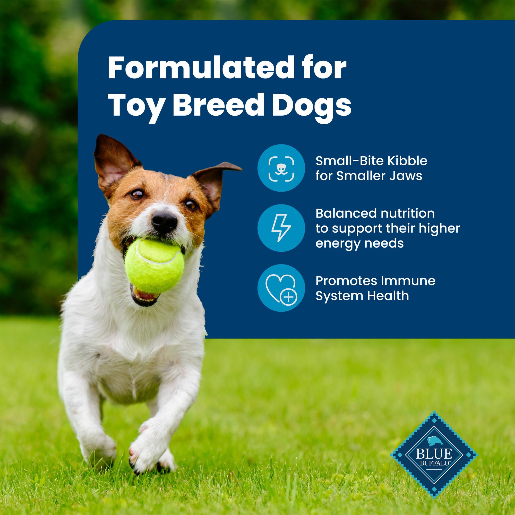 Blue Buffalo Life Protection Small Bites packaging graphics indicate LifeSource Bits support immune health