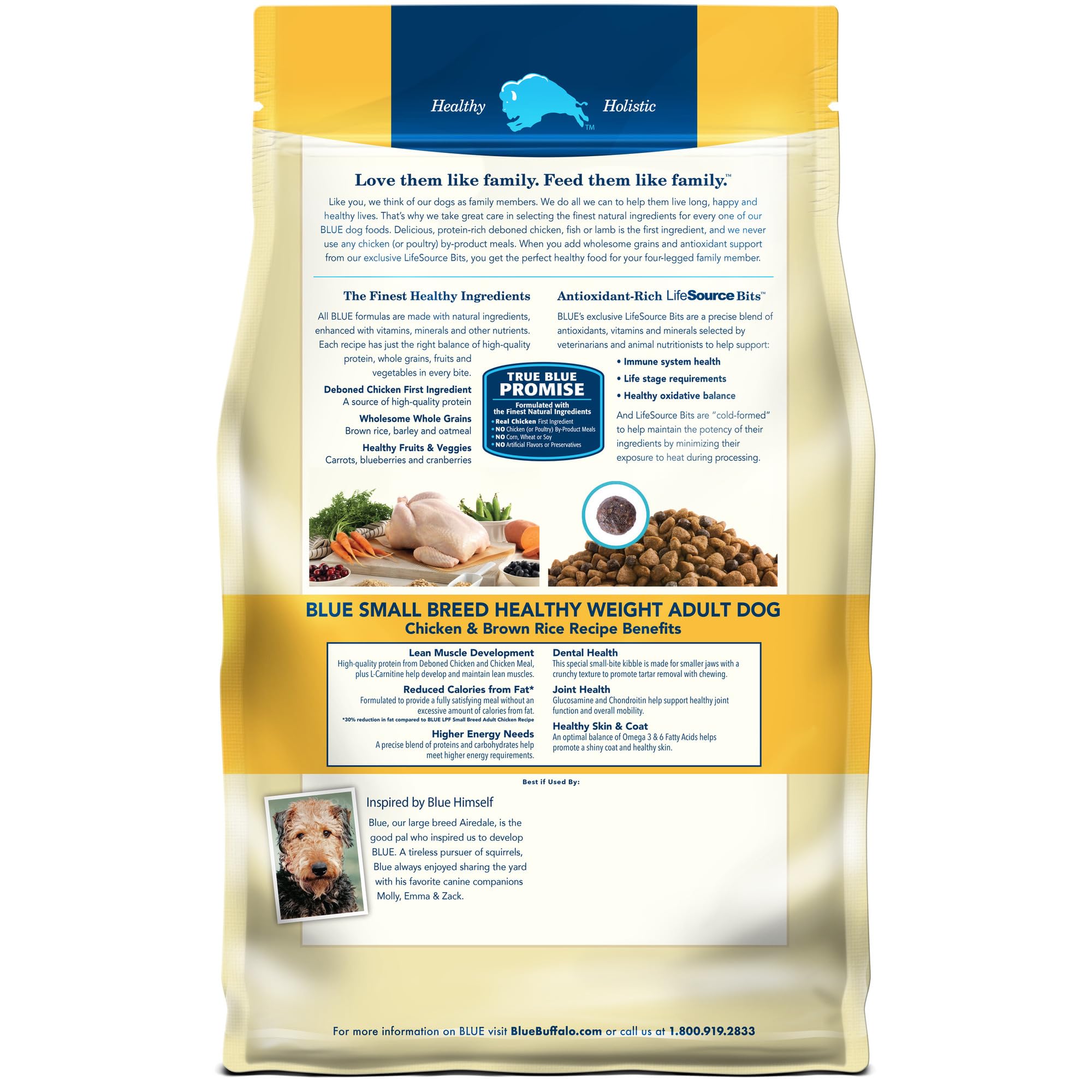 Blue Buffalo Life Protection Small Breed healthy weight chicken first ingredient closeup