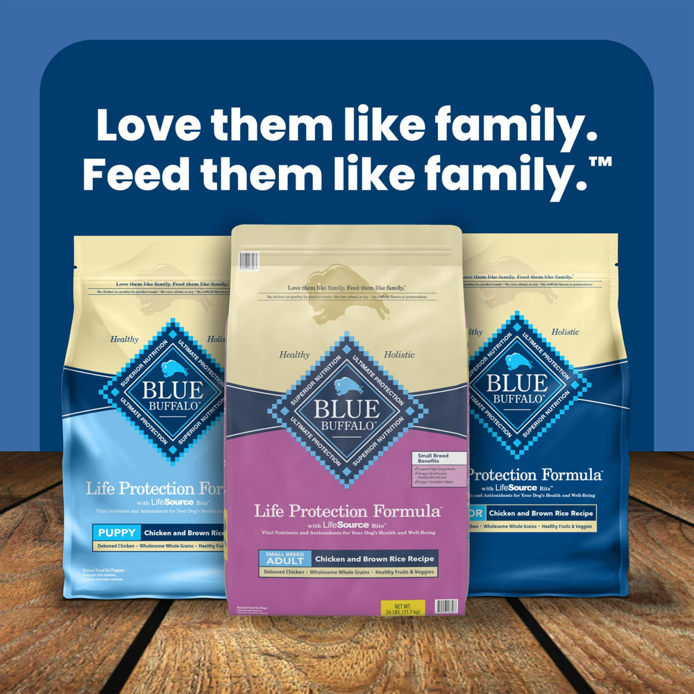 Blue Buffalo serving guide helps portion meals for small dogs.