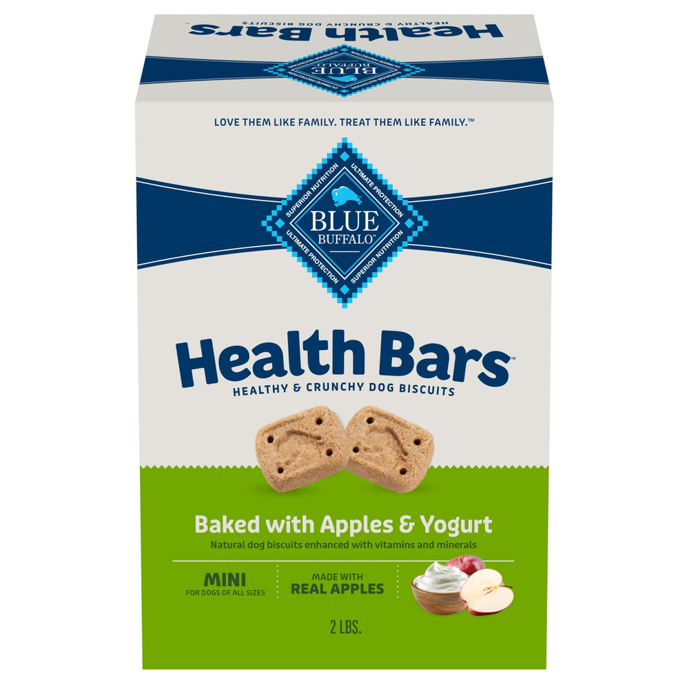 Blue Buffalo Mini Health Bars apples yogurt crunch for training rewards.