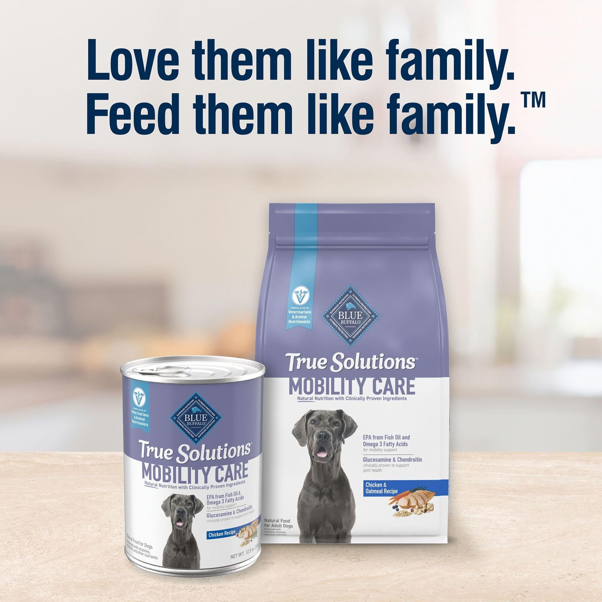 Blue Buffalo Mobility Care comes in a twelve-can pack for convenient meals.