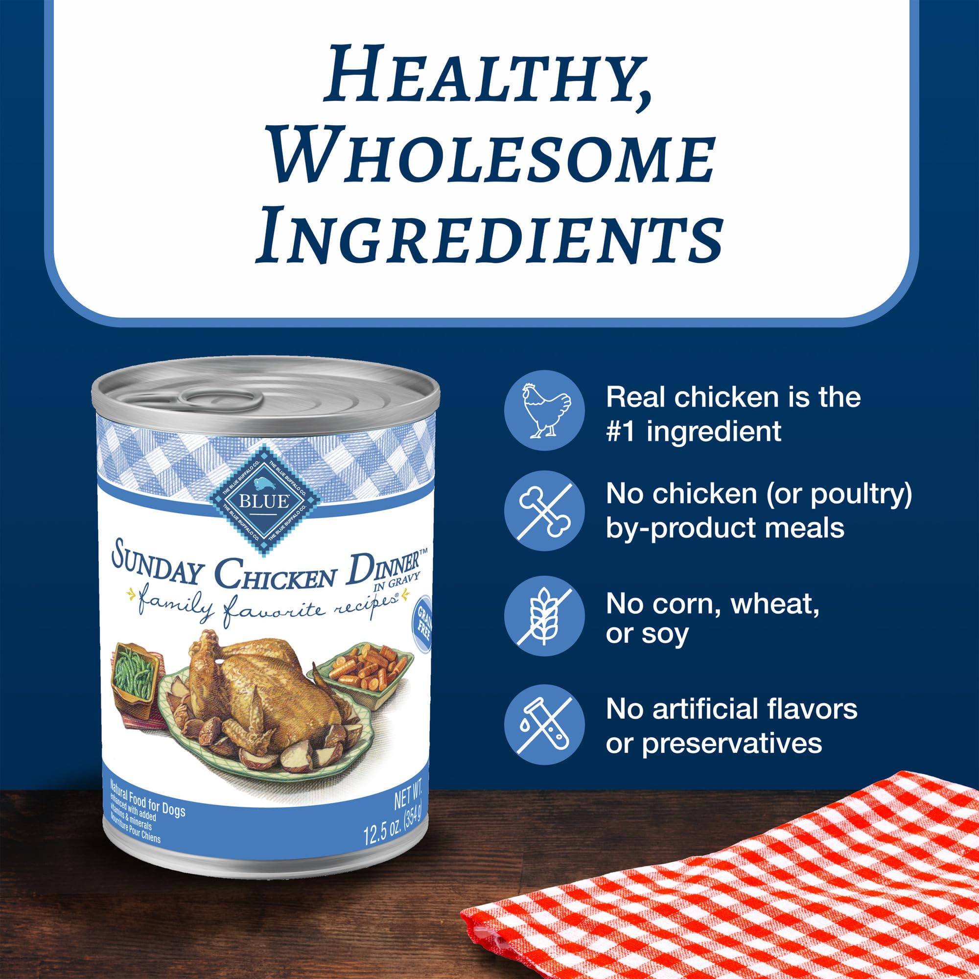 Blue Buffalo pack-of-12-cans ensures convenient bulk feeding.