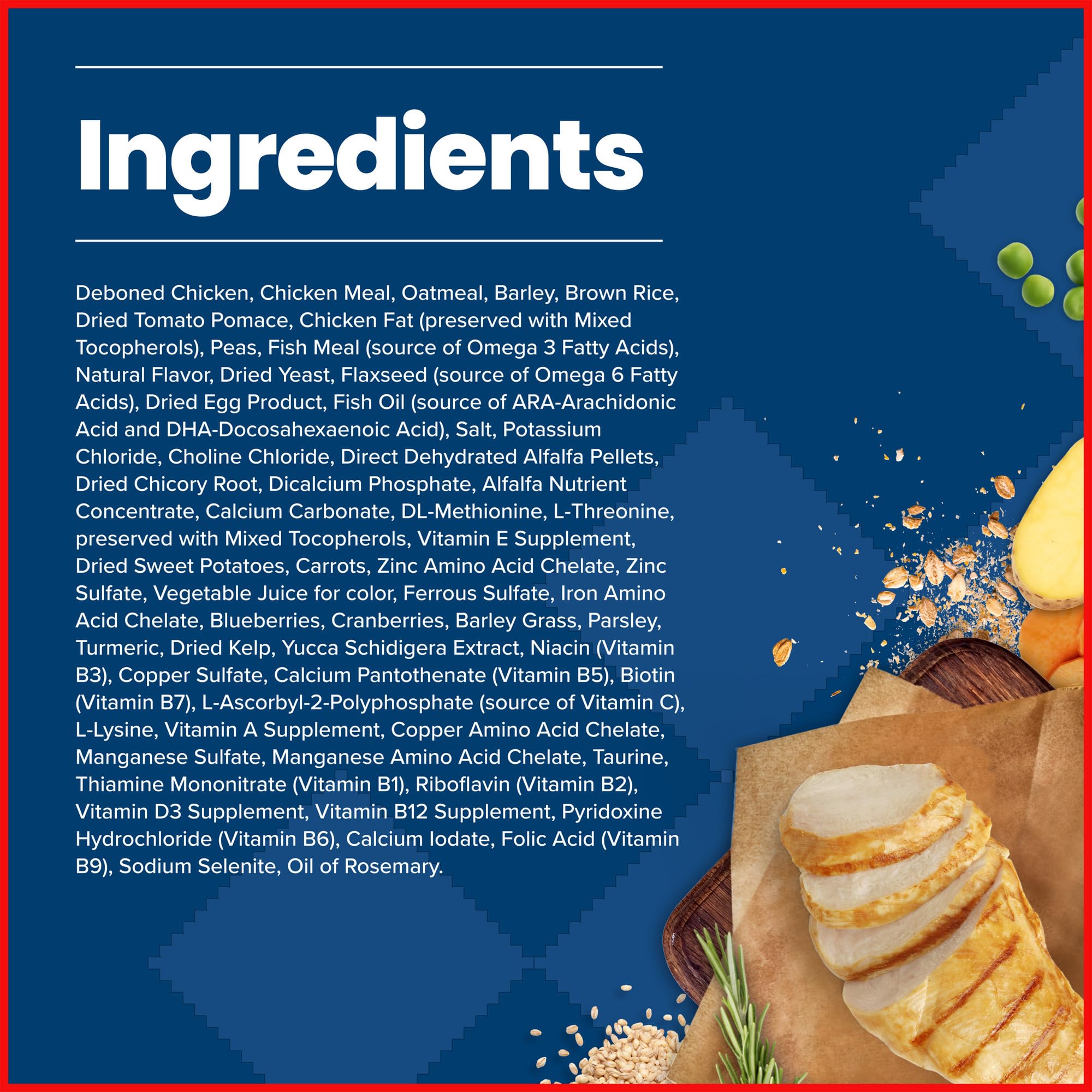 Blue Buffalo small breed bag closeup shows wholesome ingredients and labeling