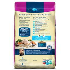 Blue Buffalo Life Protection Small Breed Senior image with real-chicken-first-ingredient for energy.