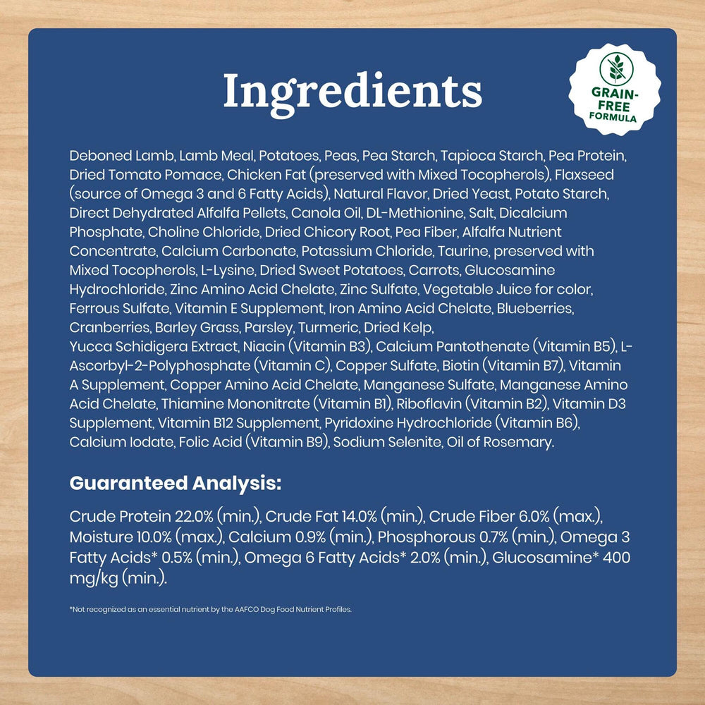 Blue Buffalo real lamb first ingredient supports an active lifestyle.