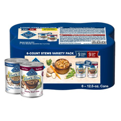 Blue Buffalo Blue's Stew beef in gravy cans offer high-protein nourishment.
