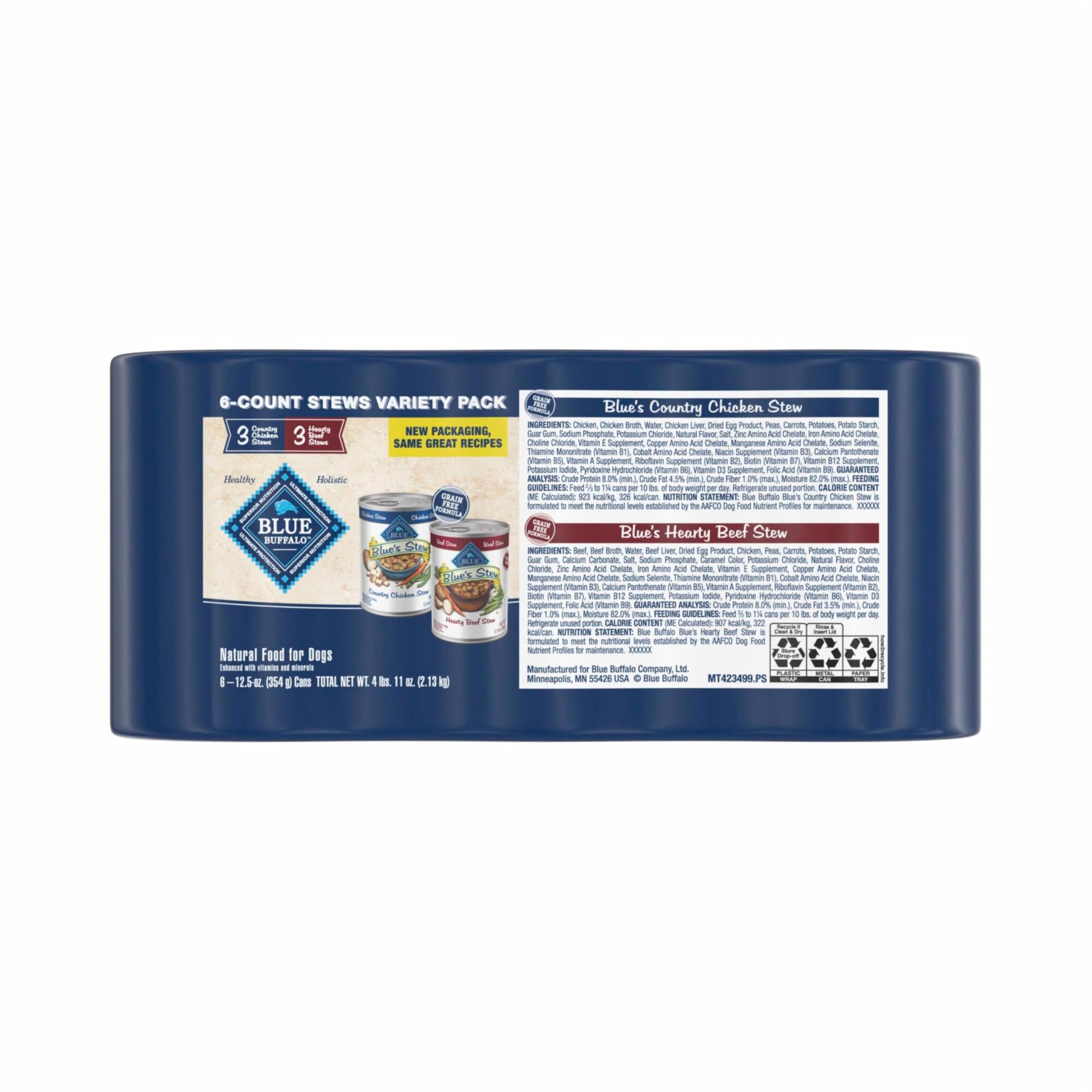 Blue Buffalo Blue's Stew chicken in gravy cans provide satisfying flavor and protein.