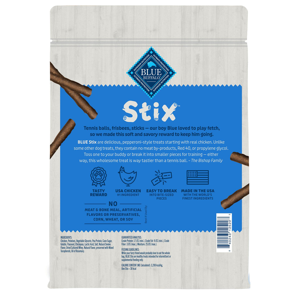 Blue Buffalo Stix close-up highlights soft, chewy texture for breaking easily.