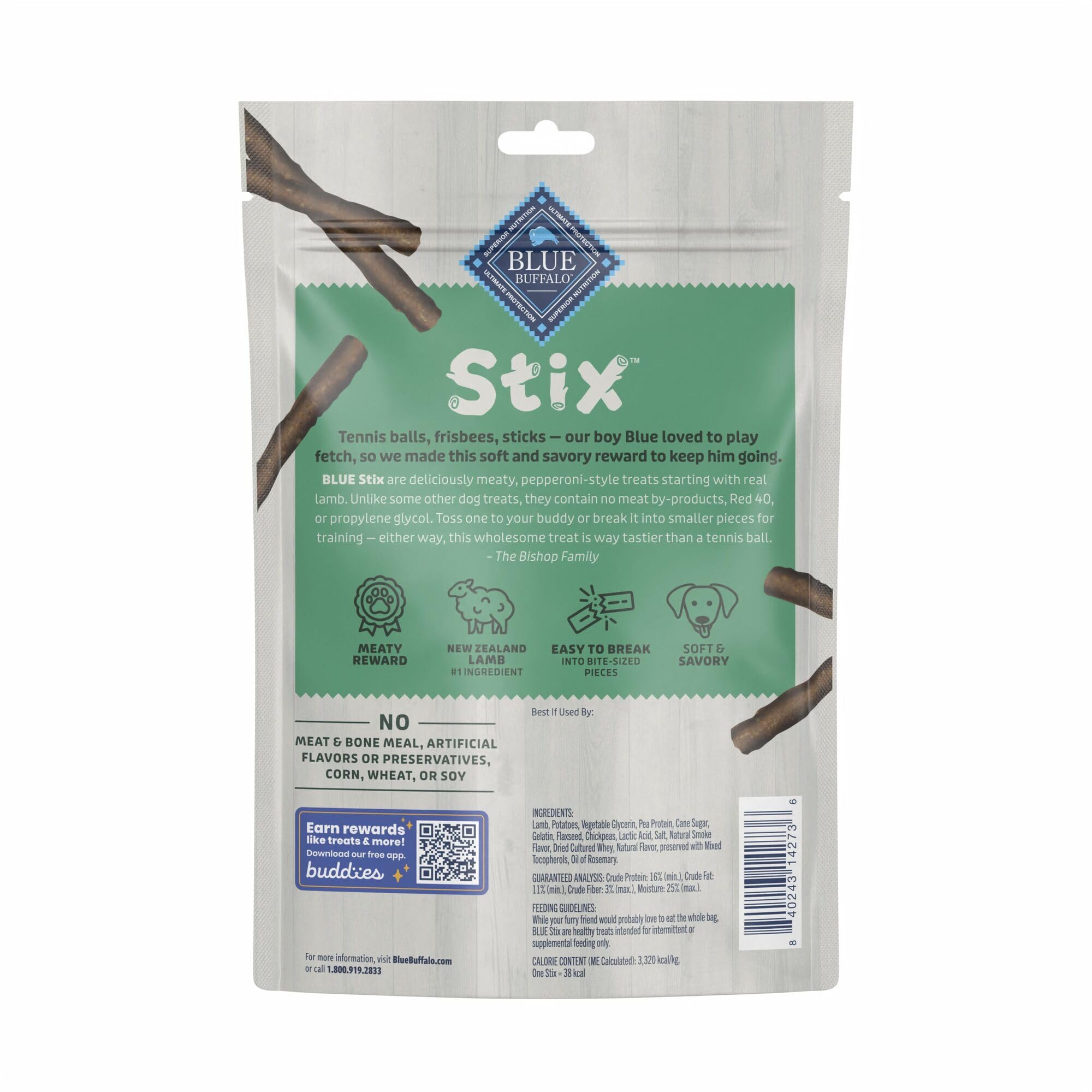 Blue Buffalo Stix Pepperoni-Style Treats entice dogs with tender meat.