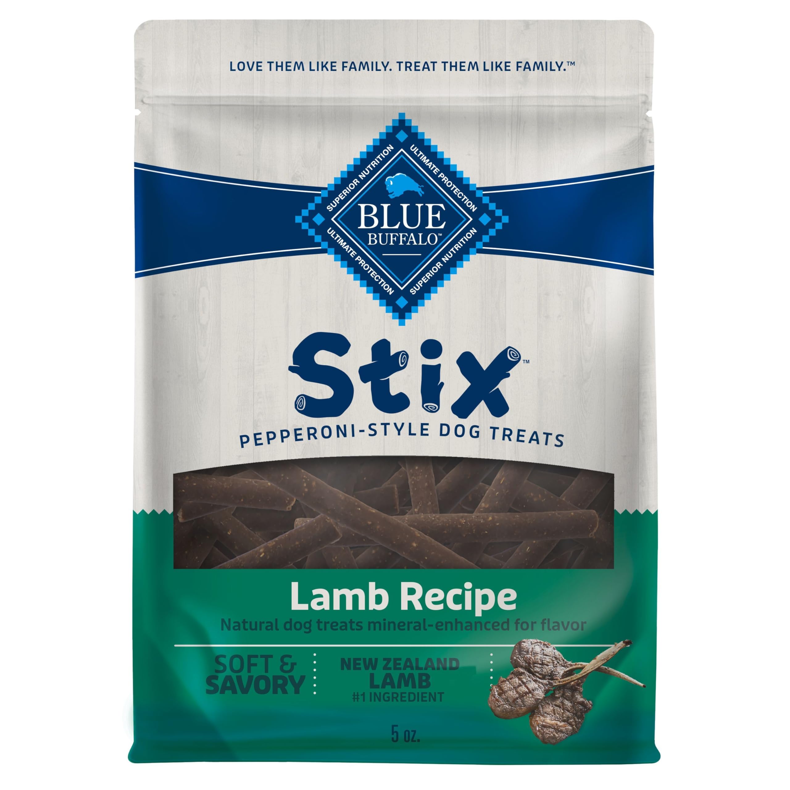 Blue Buffalo Stix Real Lamb First dog treat for training rewards.