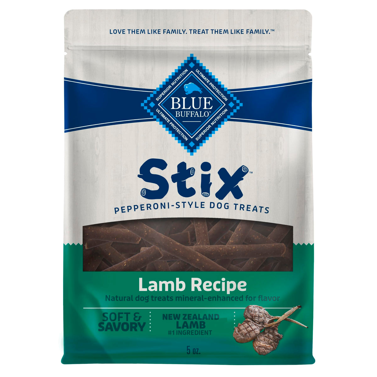 Blue Buffalo Stix Real Lamb First dog treat for training rewards.