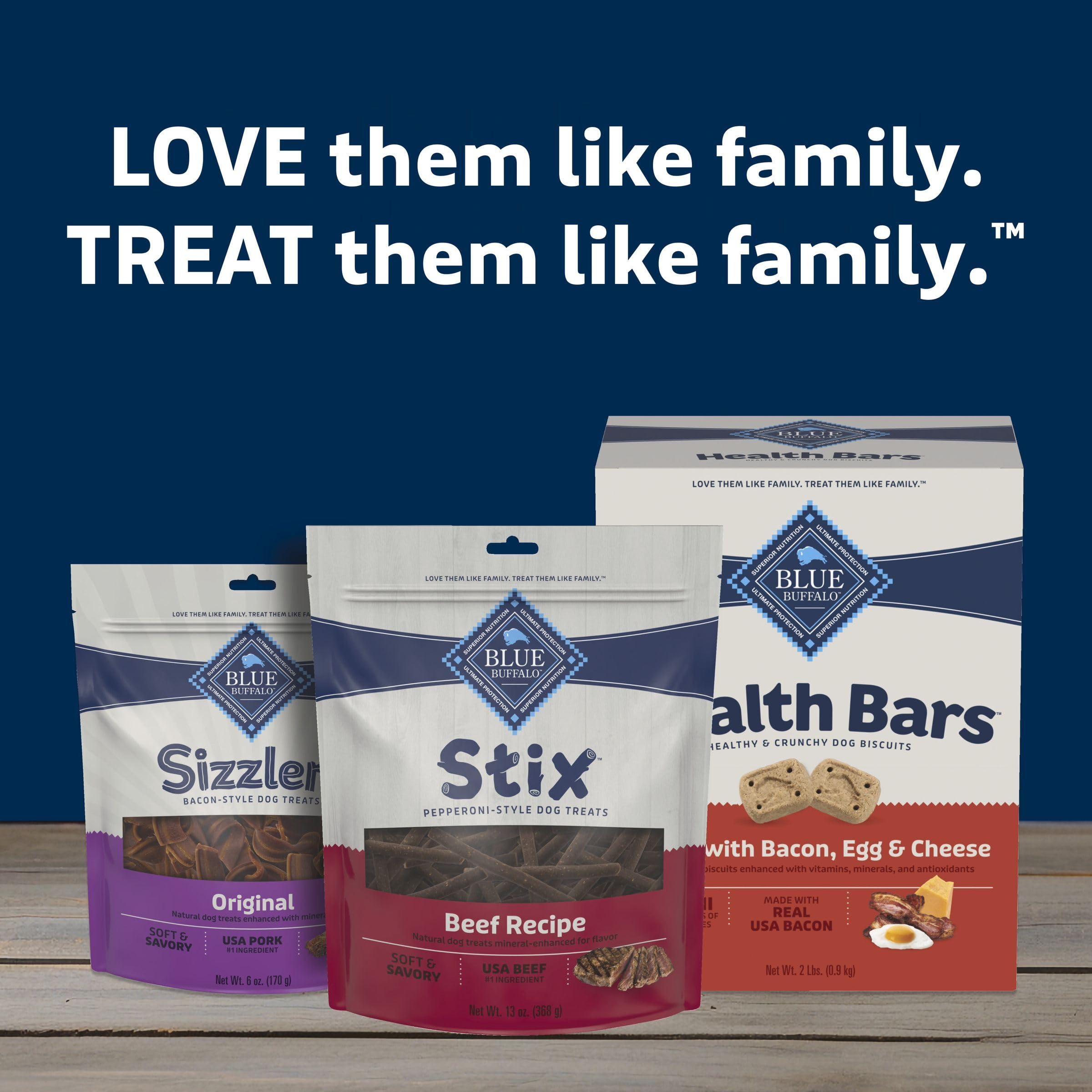 Blue Buffalo Stix six-pack bag display for bulk purchases.