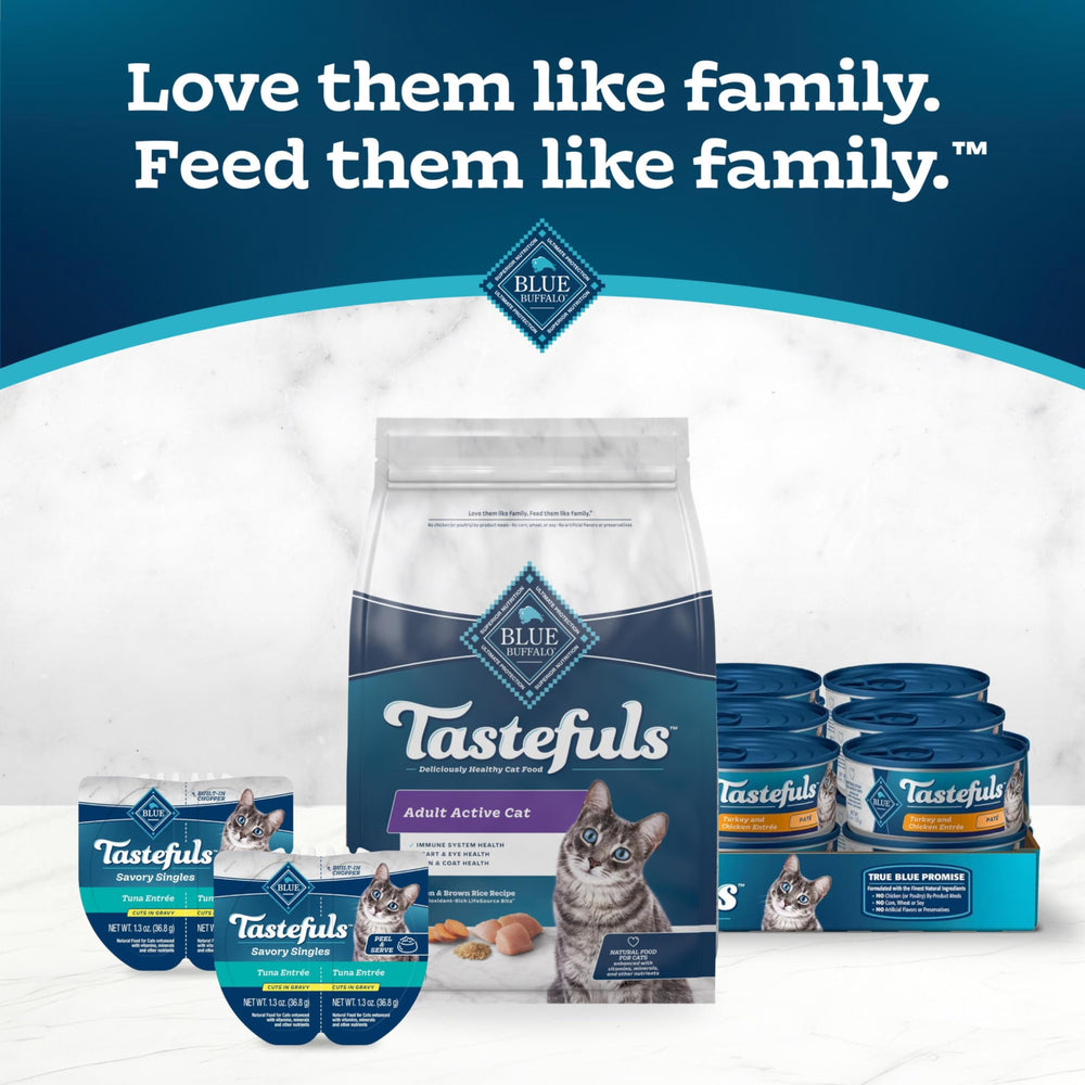 Blue Buffalo Tastefuls active cat food supports a balanced daily routine
