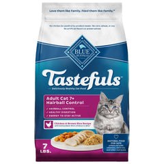 Blue Buffalo Tastefuls 7+ bag front view for daily feeding and portion control.