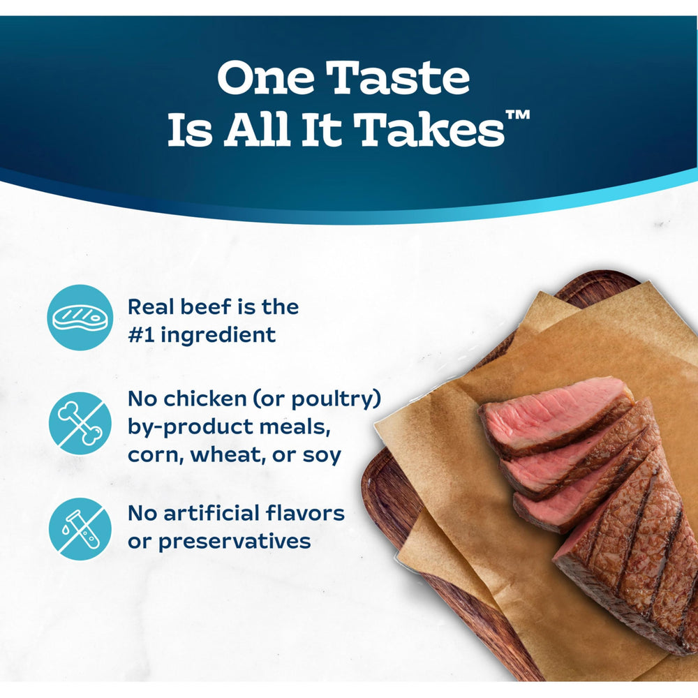 Blue Buffalo Tastefuls Beef Pate nutrition-icons highlight vitamins and minerals.