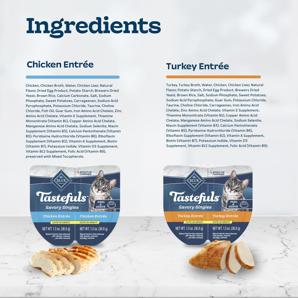 Blue Buffalo Tastefuls with brown rice and sweet potatoes adds wholesome texture.