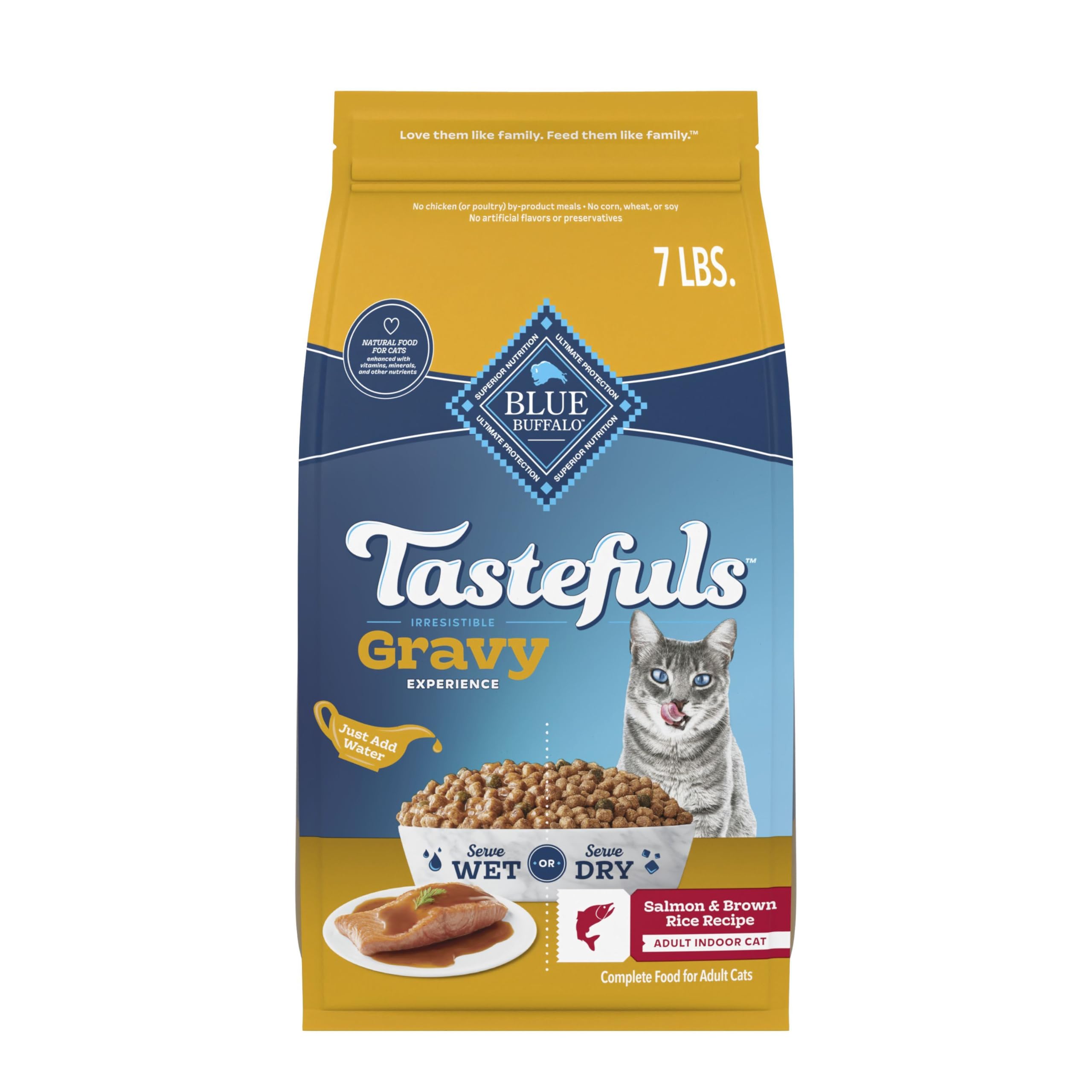Blue Buffalo Tastefuls gravy experience bowl shows real salmon flavor for crave-worthy meals.