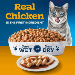 Blue Buffalo Tastefuls gravy prep demonstrates warm water turning kibble into gravy