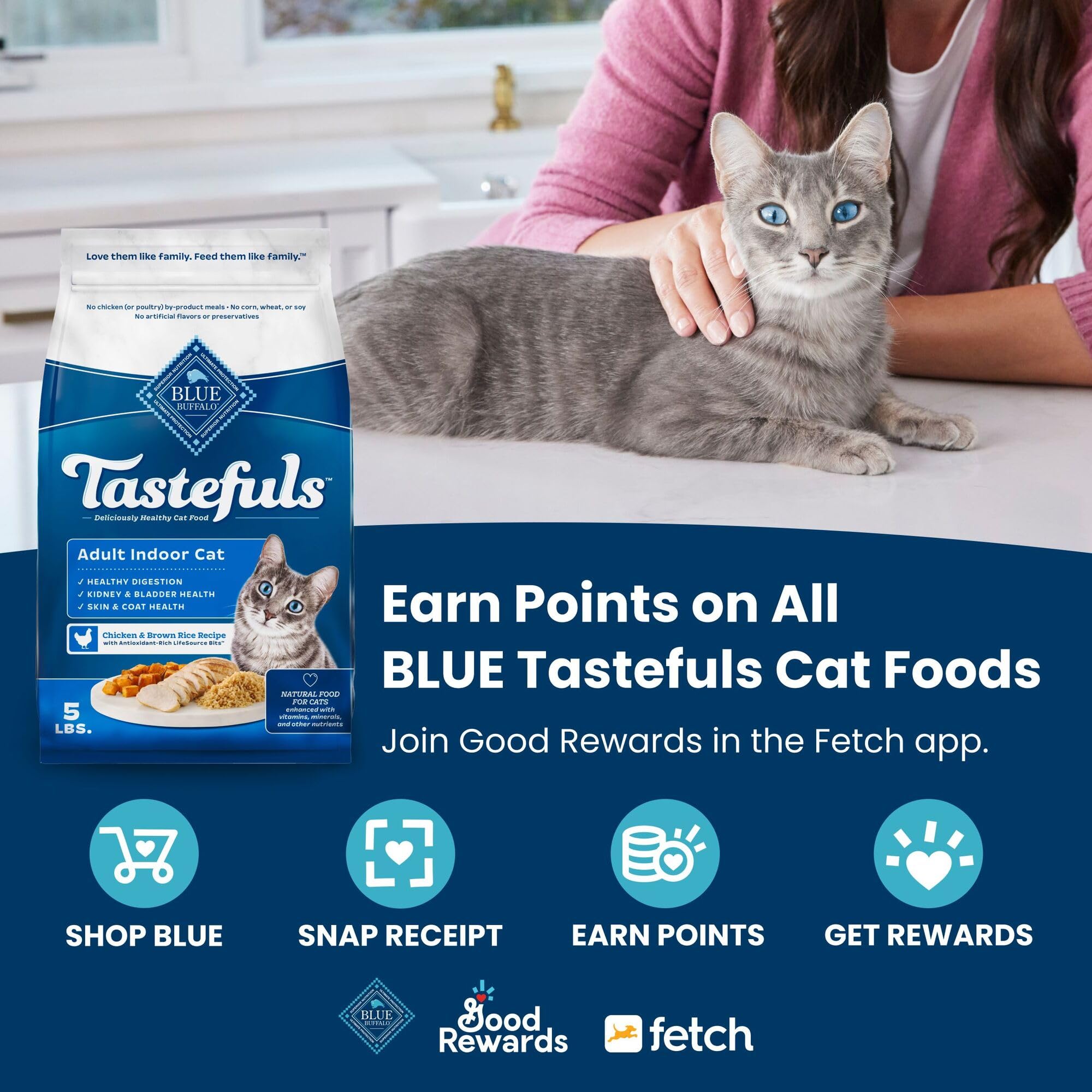 Blue Buffalo Tastefuls hairball-control-formula helps reduce hairballs and support digestion