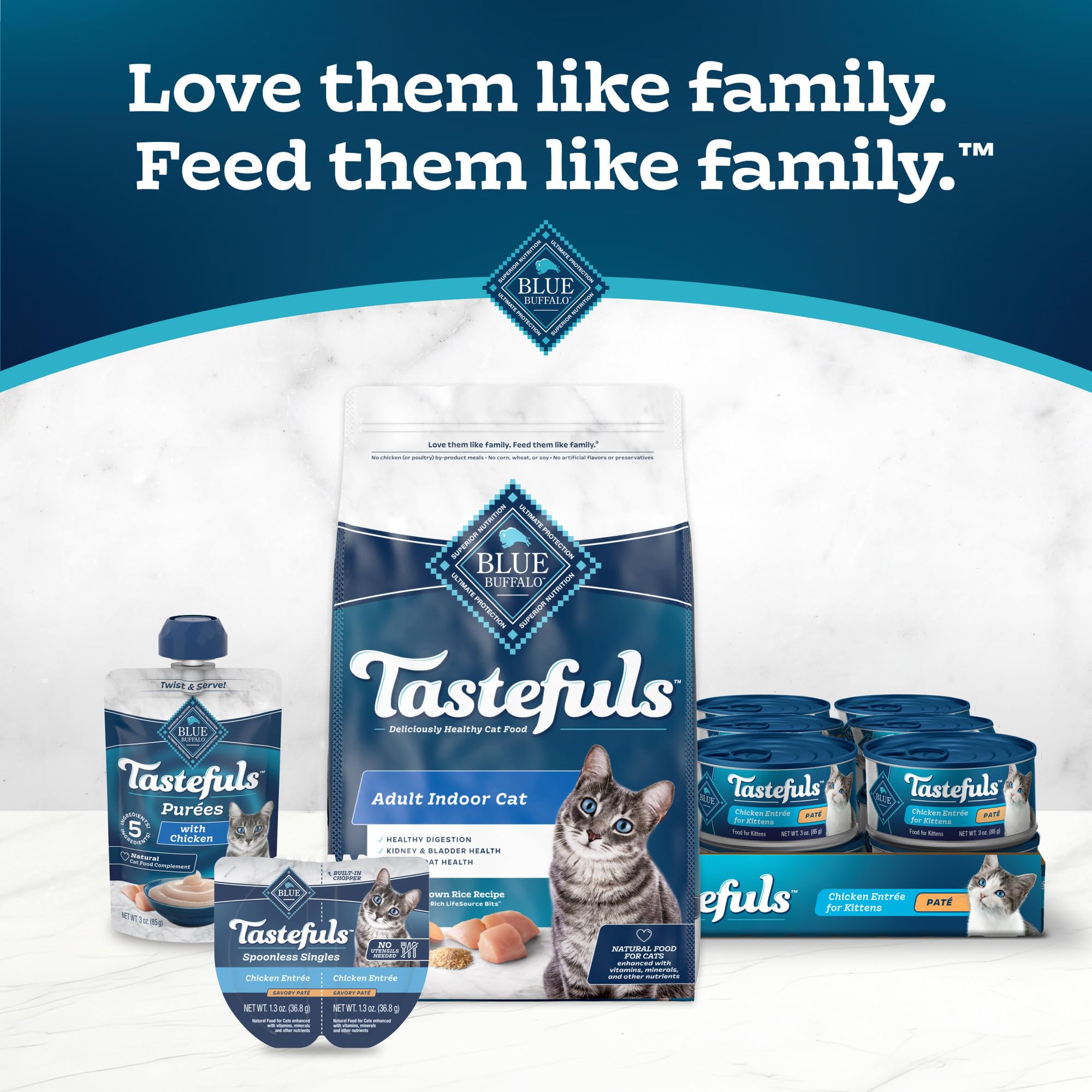 Blue Buffalo Tastefuls vitamins and minerals support balanced daily nutrition.