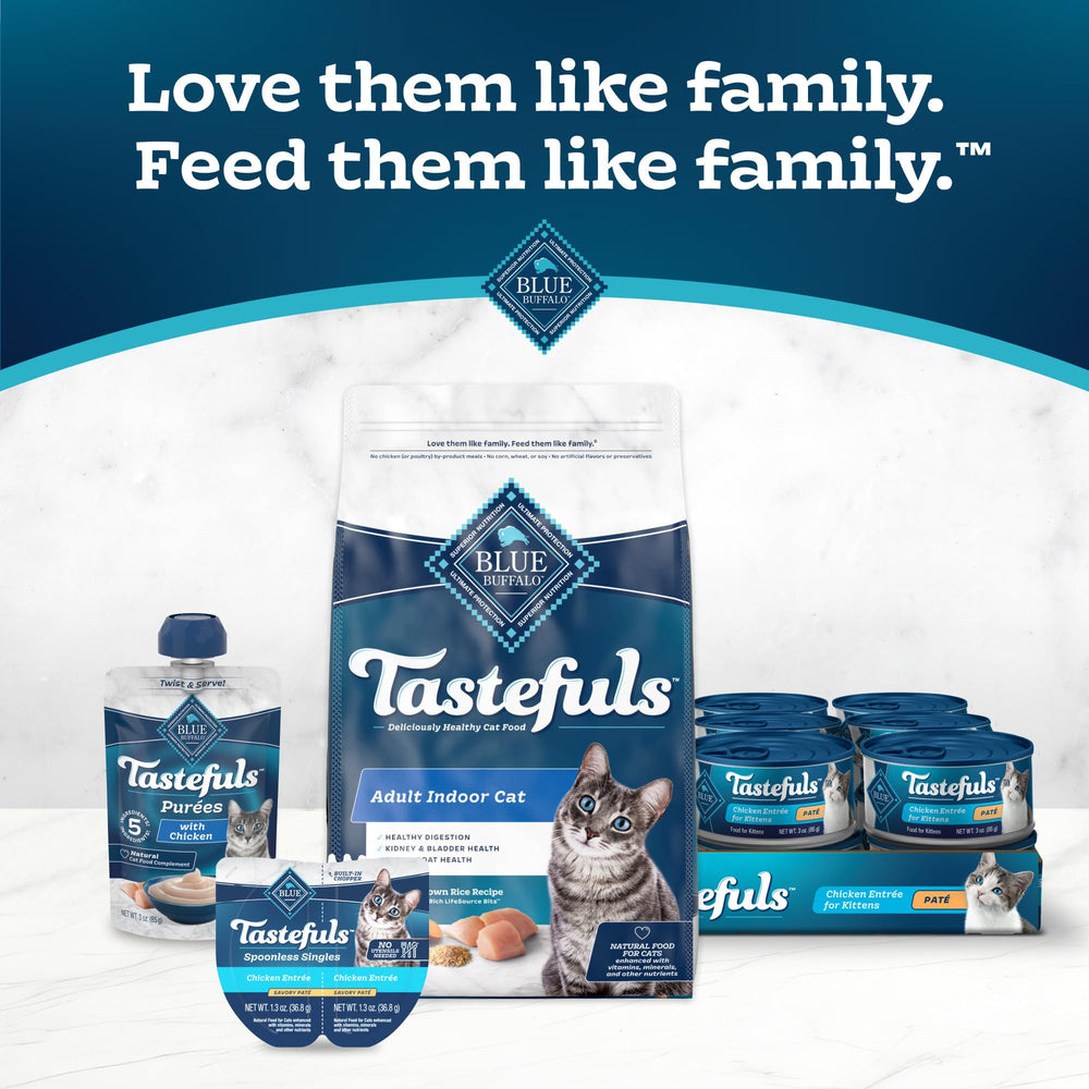 Blue Buffalo Tastefuls Ingredient List shows no corn, wheat, or soy.