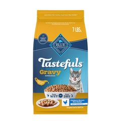 Blue Buffalo Tastefuls Gravy Experience bag showcasing real gravy appeal for cats.