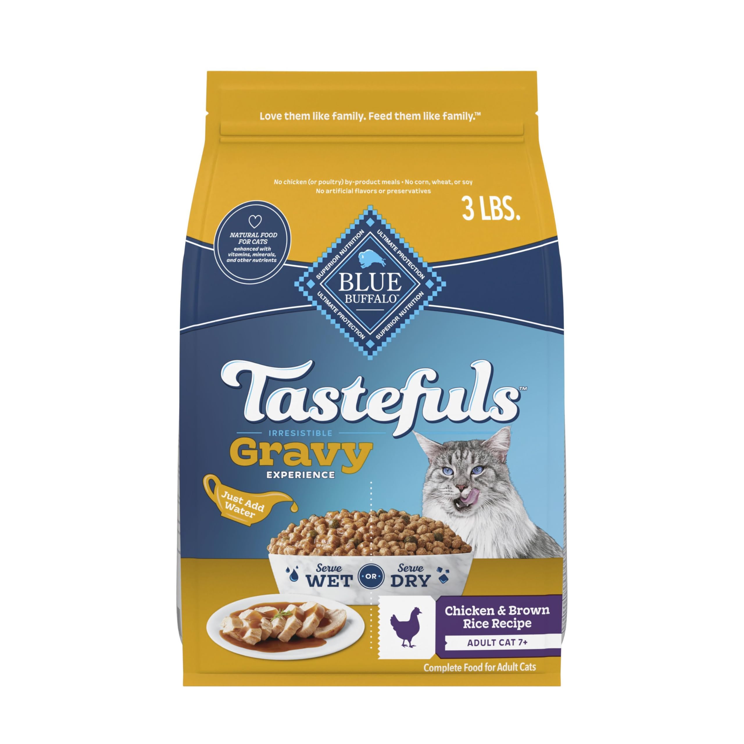 Blue Buffalo Tastefuls Irresistible Gravy Experience packaging highlights real gravy appeal