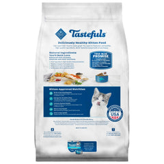 Blue Buffalo Tastefuls kitten kibble close-up emphasizes texture for growth and energy