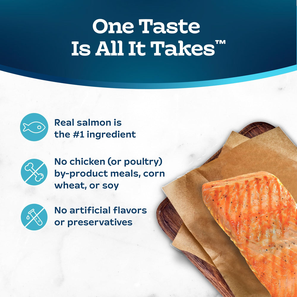 Label notes no poultry by-product meals for ingredient-conscious owners.