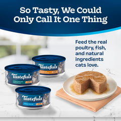 Blue Buffalo Tastefuls ocean fish and tuna pâté cans highlight seafood variety for seafood lovers.