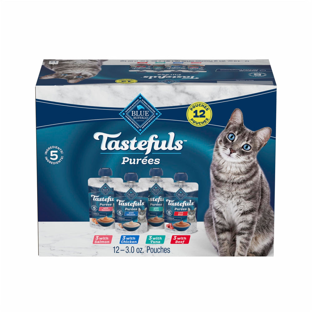 Blue Buffalo Tastefuls Purees Chicken 3oz pouch with silky mousse-like texture for easy serving