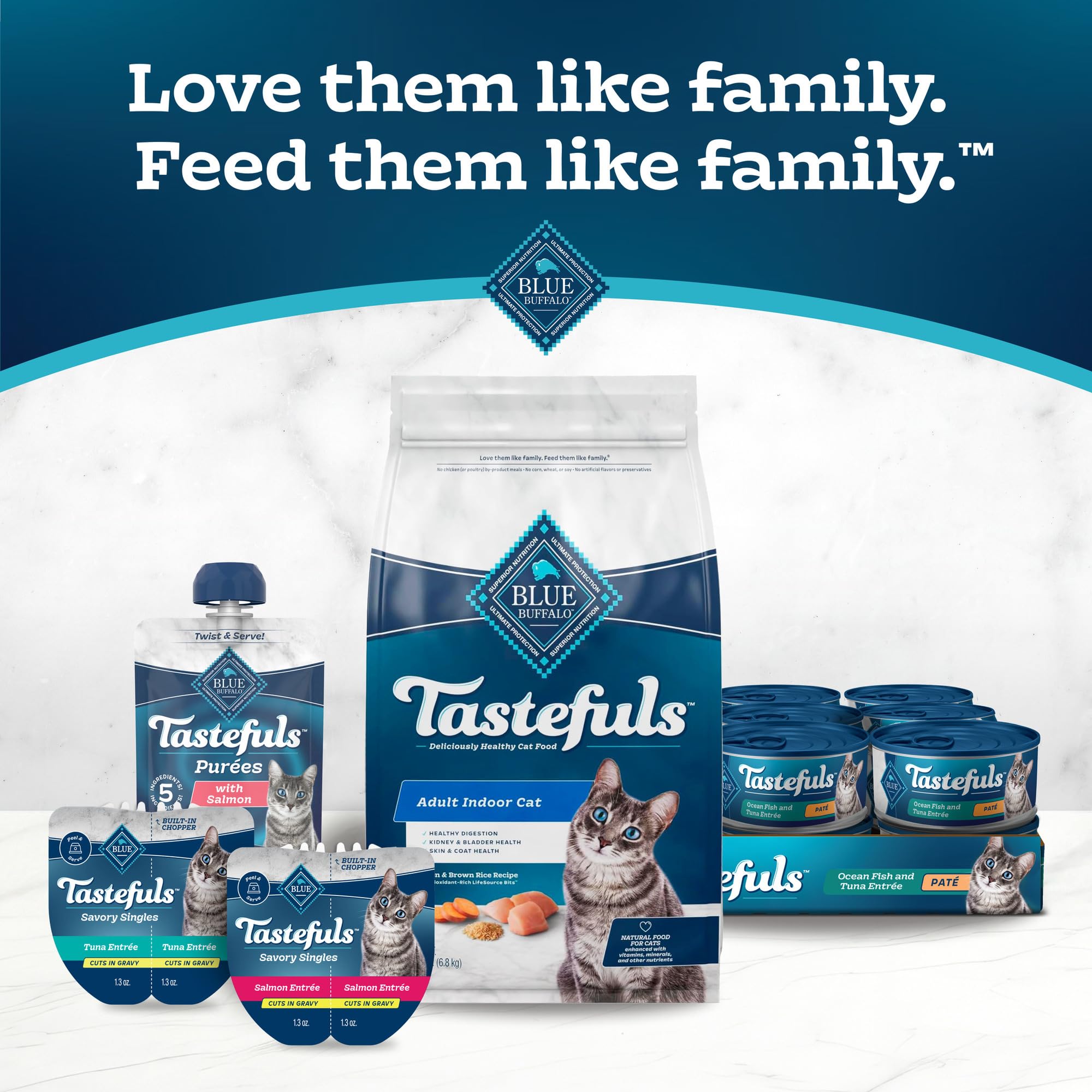 Twelve-pack of Blue Buffalo Tastefuls Purées Salmon pouches