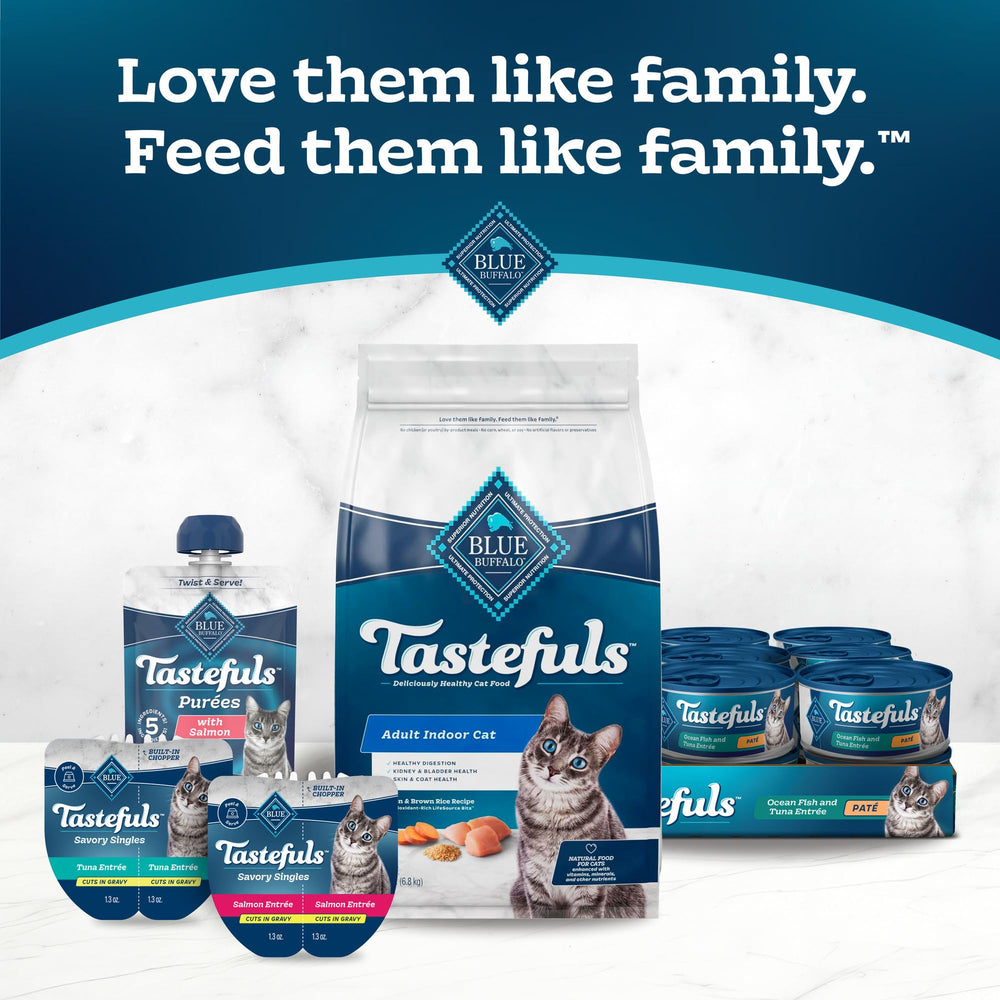 Twelve-pack of Blue Buffalo Tastefuls Purées Salmon pouches