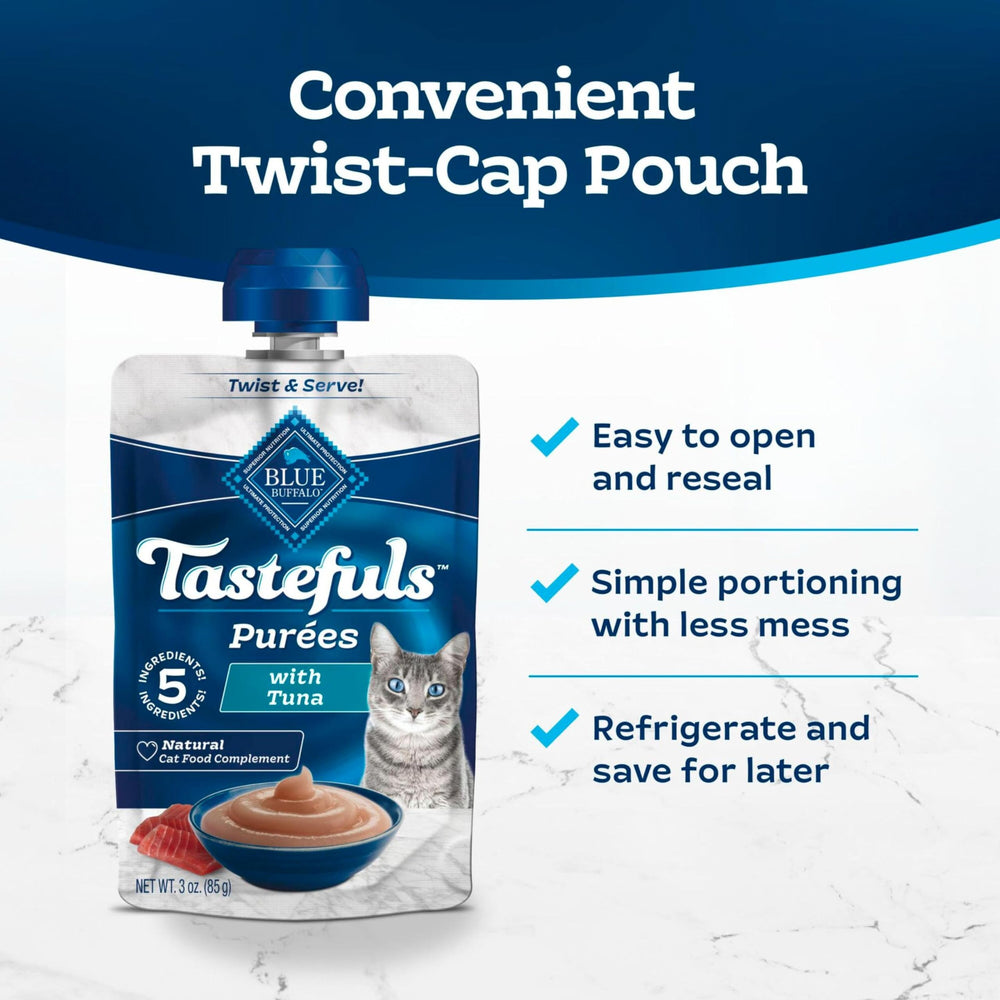 Blue Buffalo Tastefuls Purées with Tuna natural cat food complement option