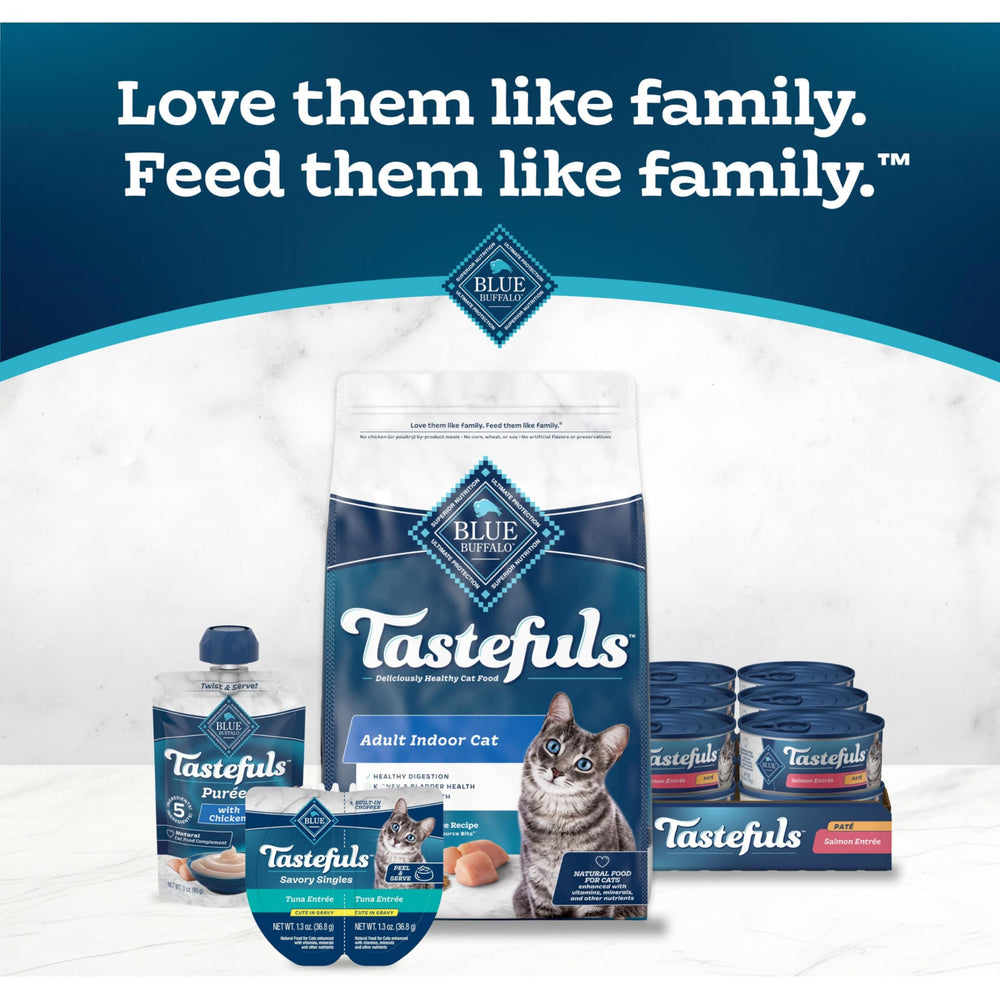 Blue Buffalo Tastefuls Salmon Entree multi-pack view illustrating the 24-count bundle.