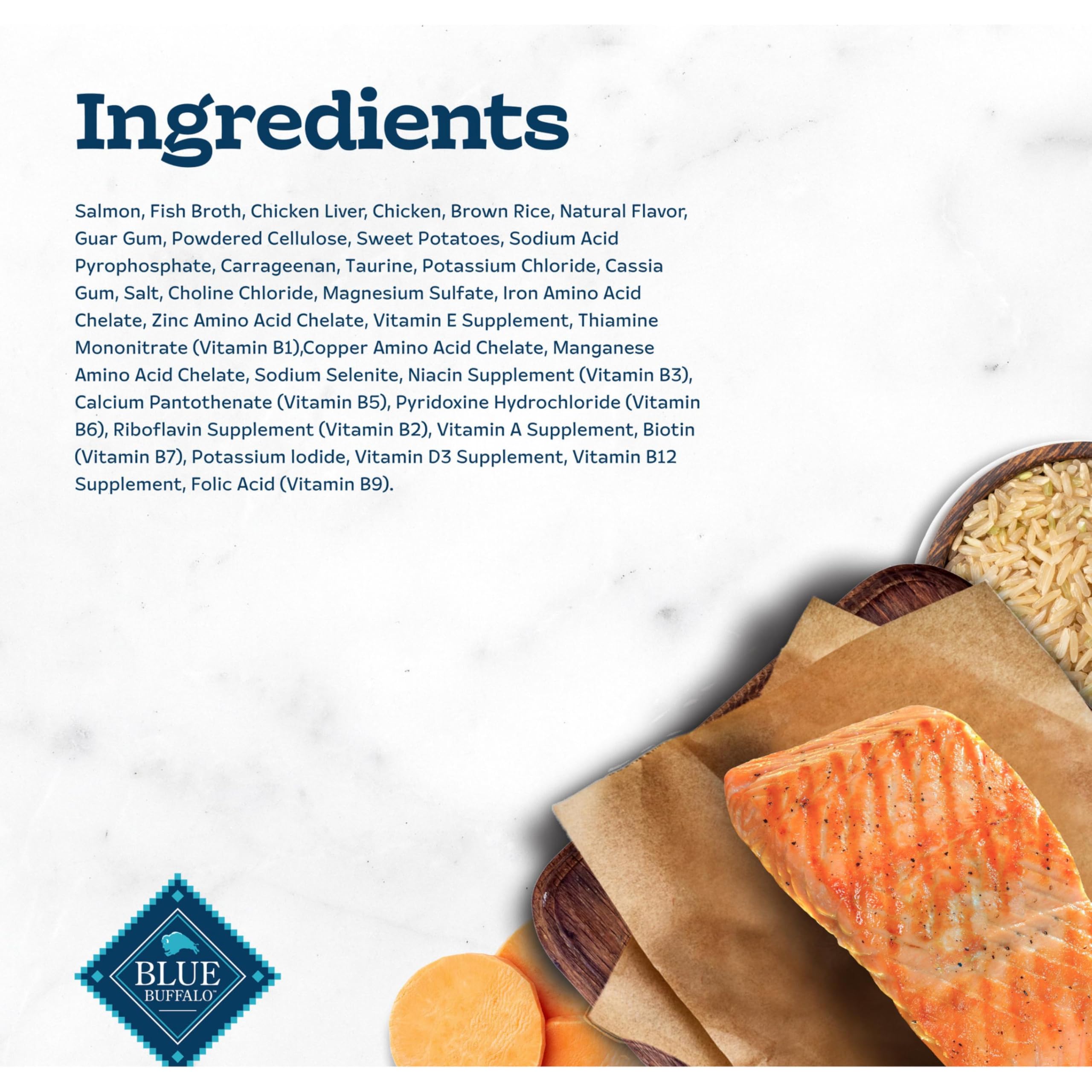Blue Buffalo Tastefuls Salmon Entree serving bowl suggesting easy daily feeding.