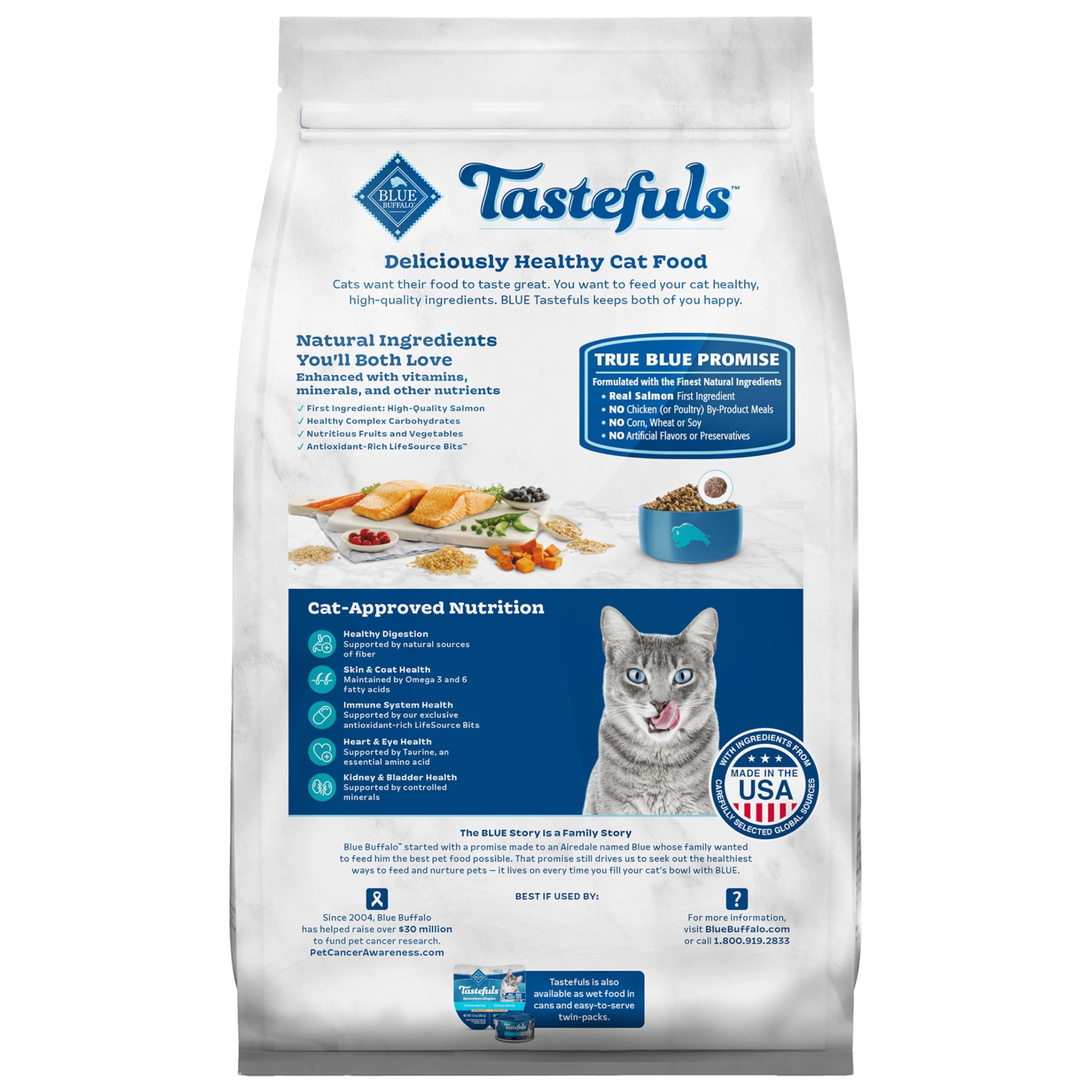 Blue Buffalo Tastefuls close-up of real salmon as first ingredient for cats