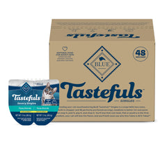 Blue Buffalo Tastefuls tuna-entree-gravy twin-pack cups for convenient meals.
