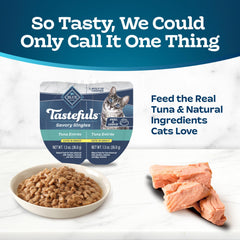 Blue Buffalo Tastefuls tuna-entree-wet-cat-food highlighting hydration-friendly formula.