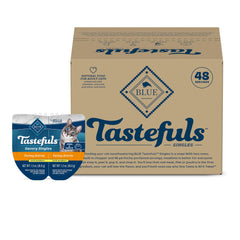 Blue Buffalo Tastefuls Savory Singles turkey entree cups show tender turkey in gravy for easy meals.