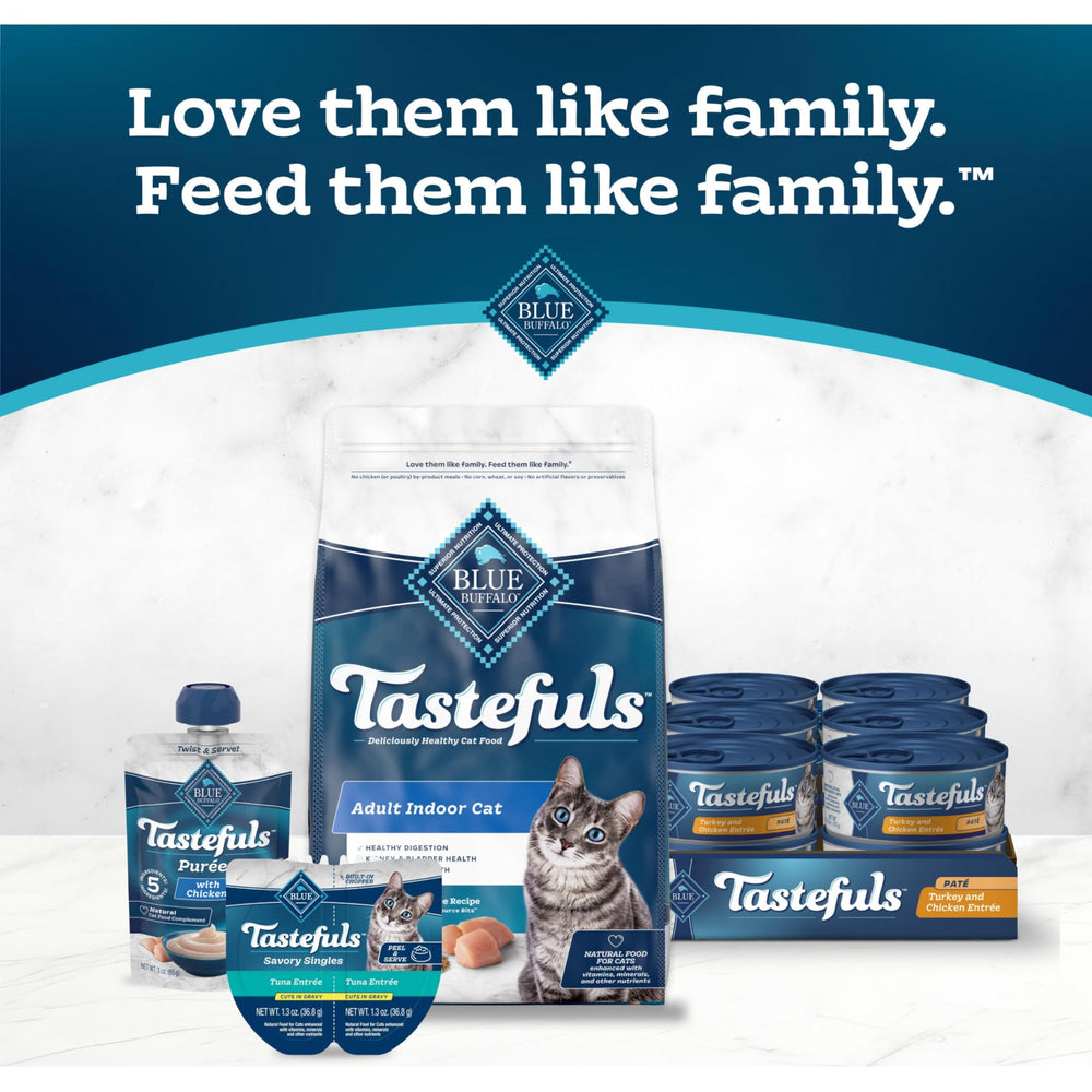 Blue Buffalo Tastefuls serving-ready-entree visual illustrates convenient feeding.
